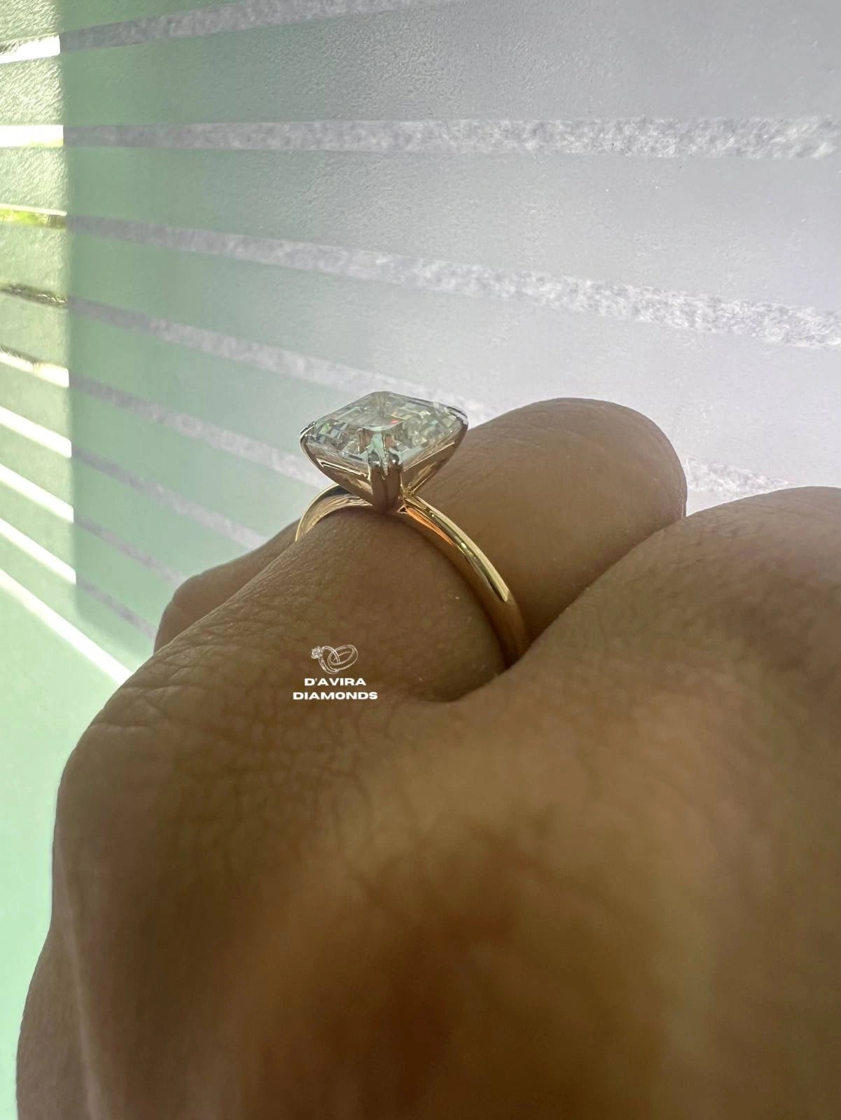 Asscher Cut Solitaire Diamond Engagement Ring