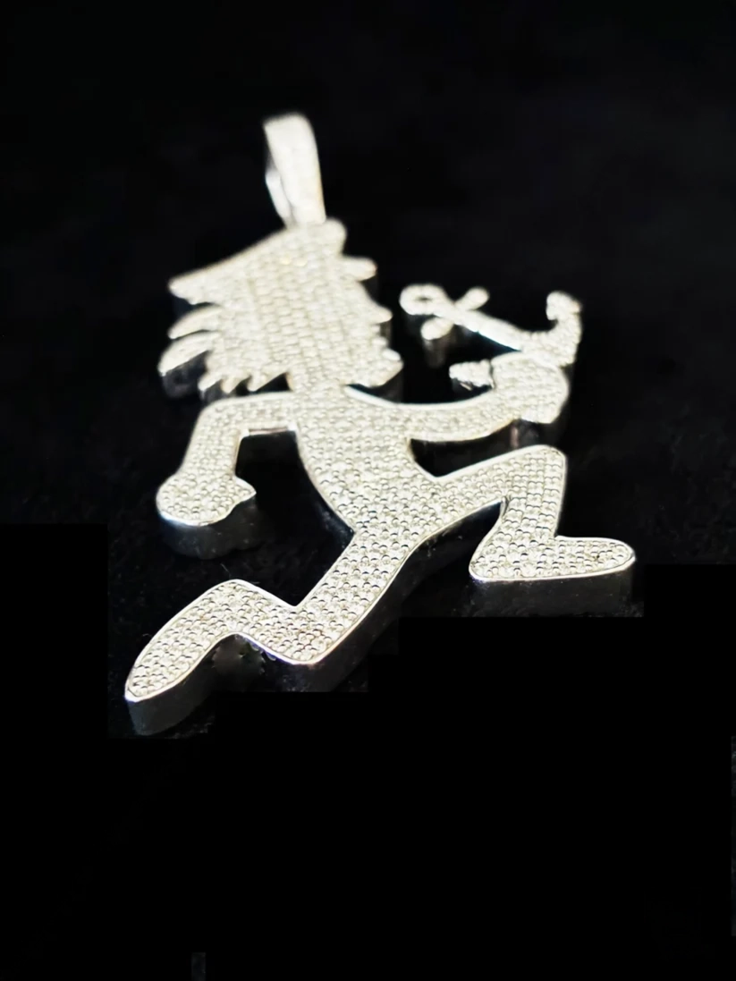 Sparkly pave-set Hatchetman anchor pendant hip-hop style bling necklace charm