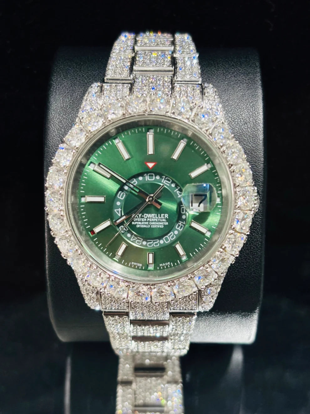 41MM Olive Green Sky Dweller Dial Moissanite Watch