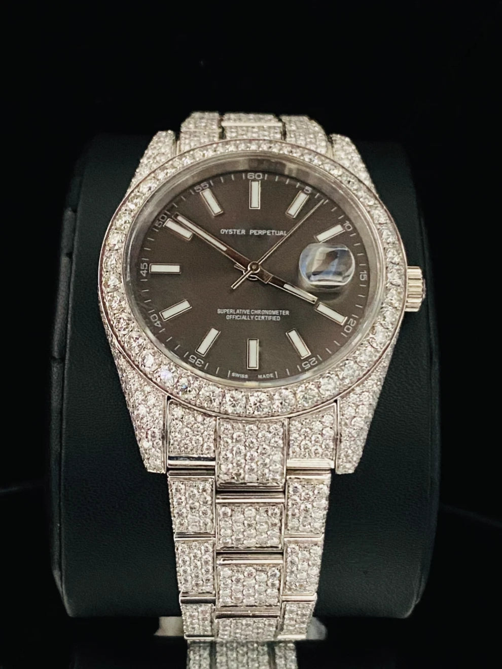 Black Dial Moissanite Fully Ice Out Moissanite Watch