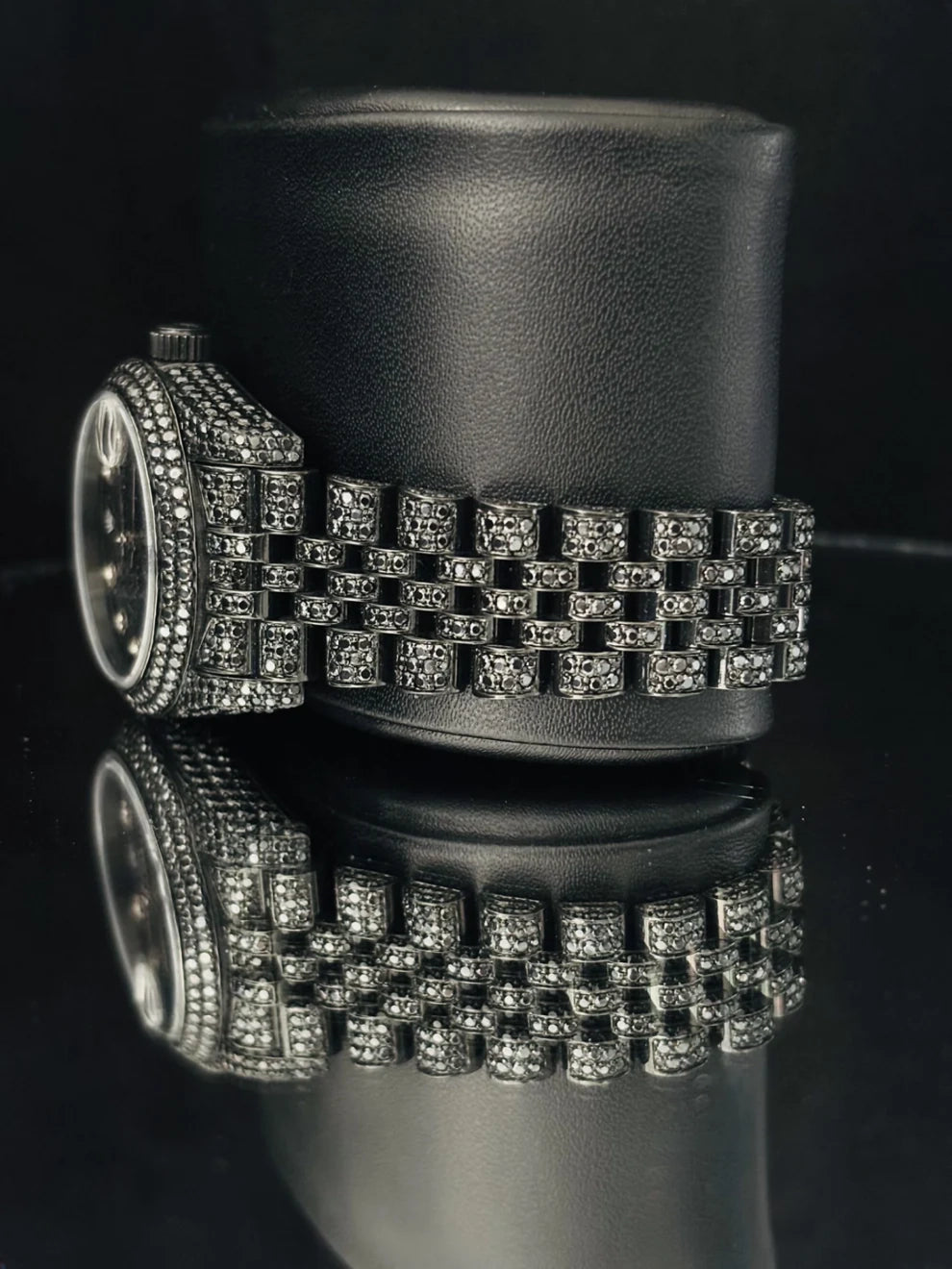 Black Diamond Fully Studded Moissanite Automatic Watch