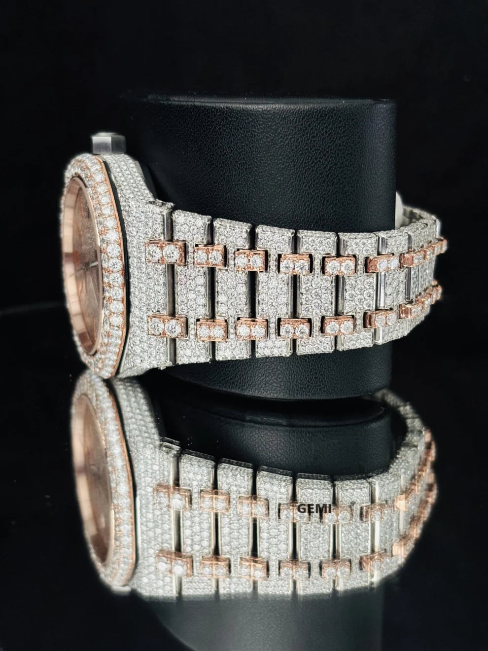 41MM Orange Bar Bust Down Moissanite Automatic Watch