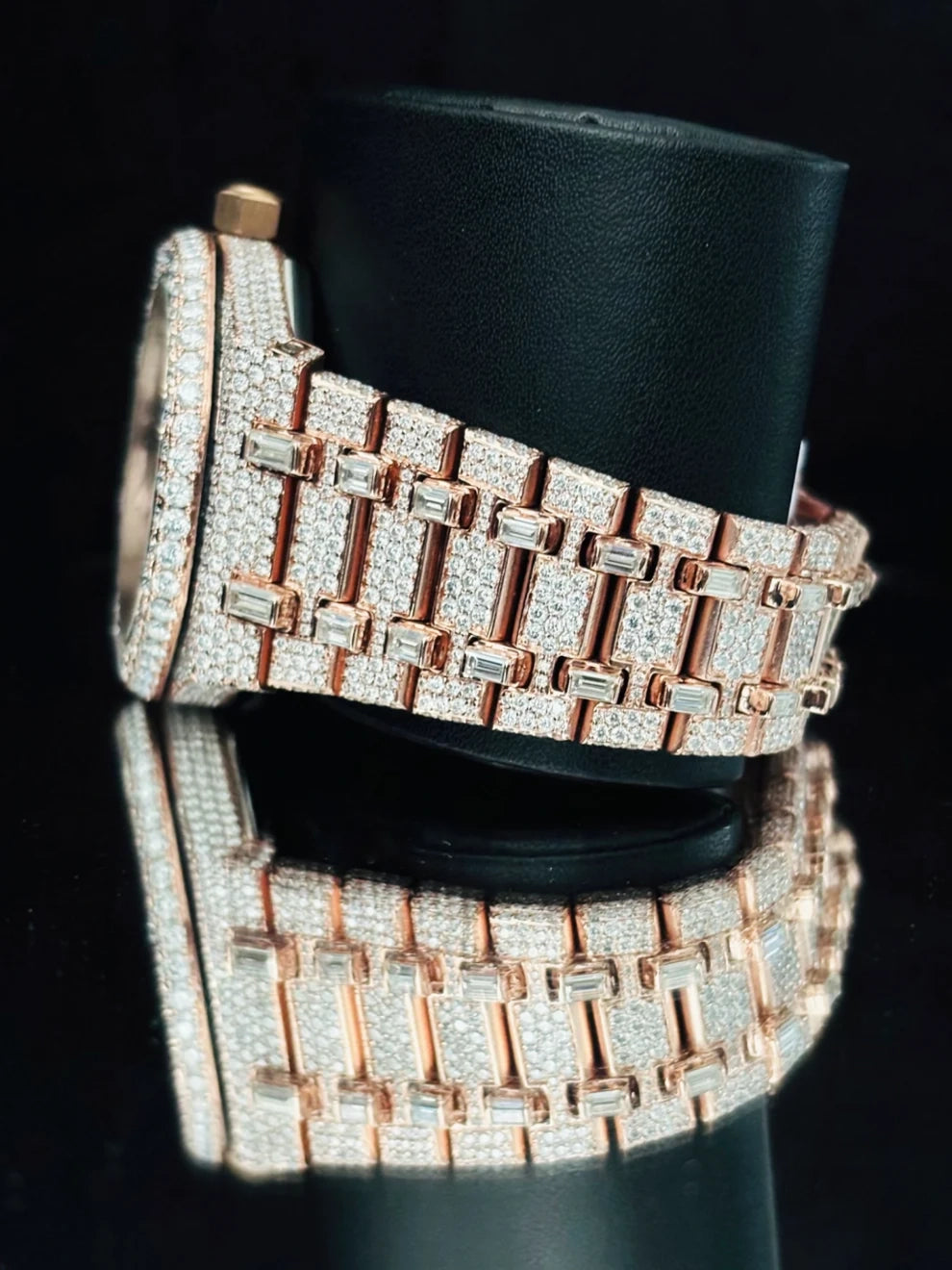 Two Tone Skeleton Fully Studded Moissanite Watch