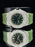 Green Dial VVS Moissanite Stainless Steel Bezel Diamond Watch