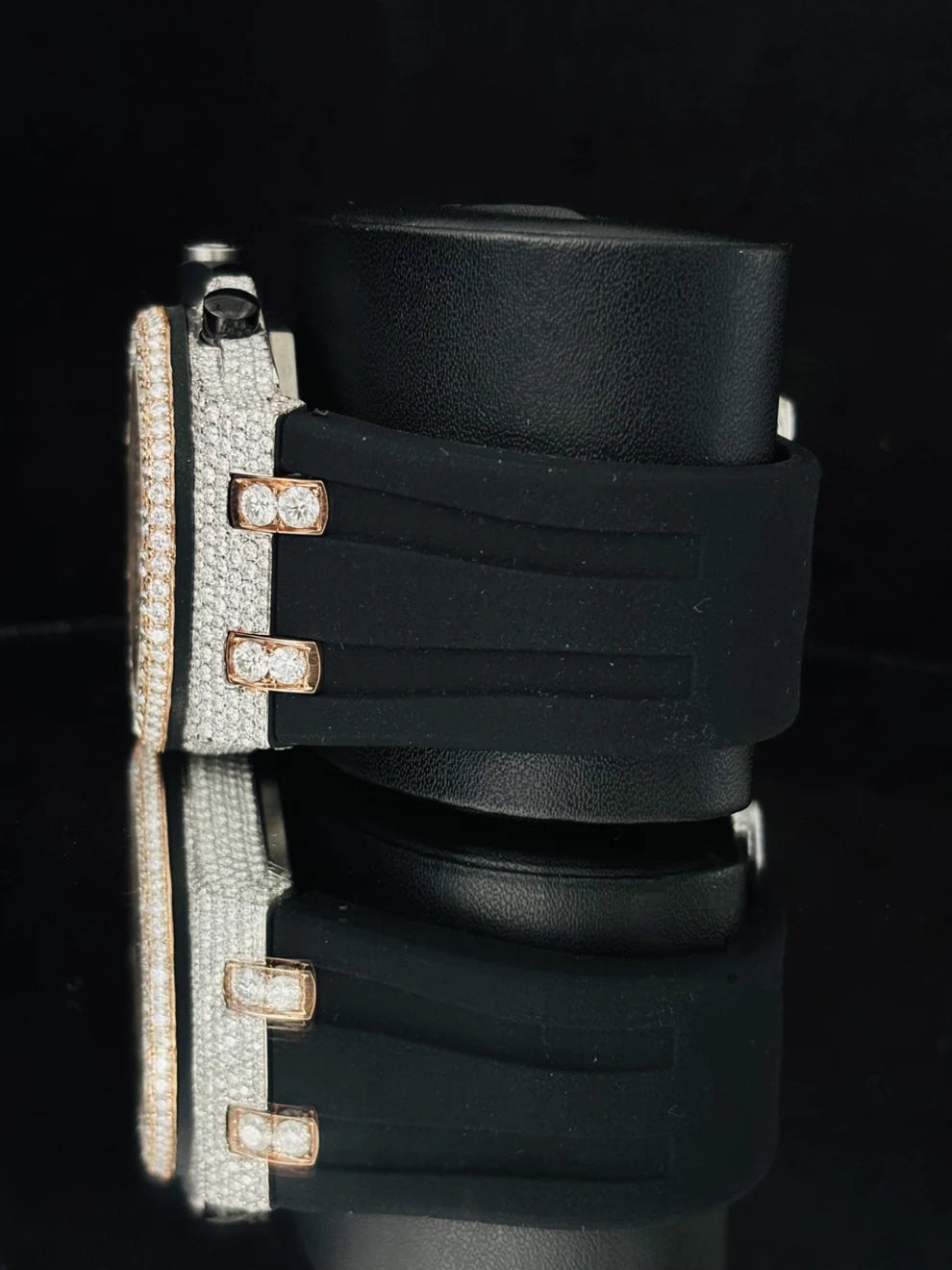 41MM Black Rubber Strap Chronograph Moissanite Watch