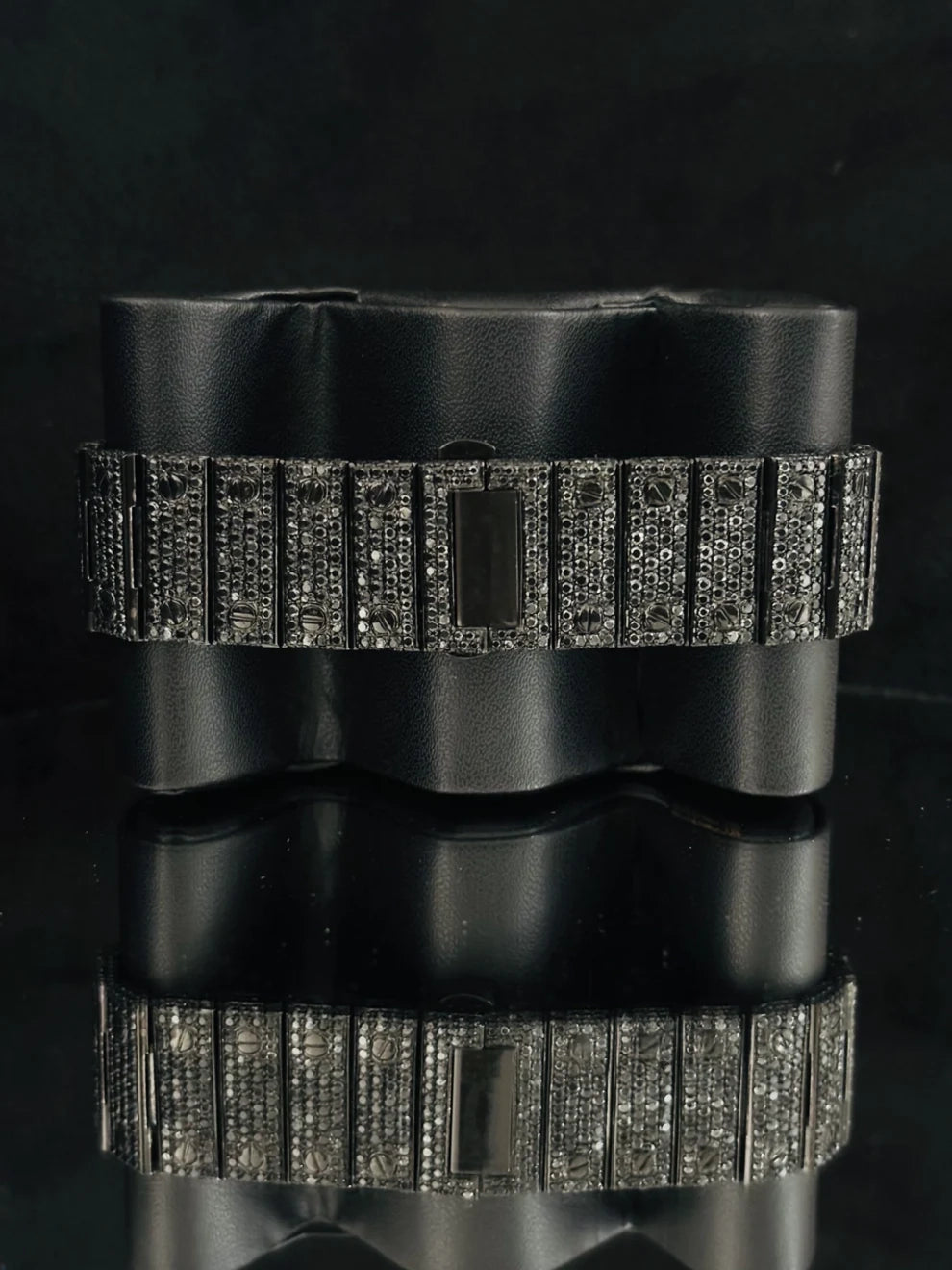 41MM White & Black Diamond Bust Down Moissanite Watch