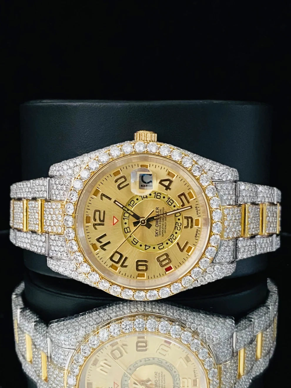 Sky Dweller Dual Tone Bust Down Moissanite Watch