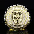 front view of the Chunky signet ring featuring the Anonymous Guy Fawkes mask face