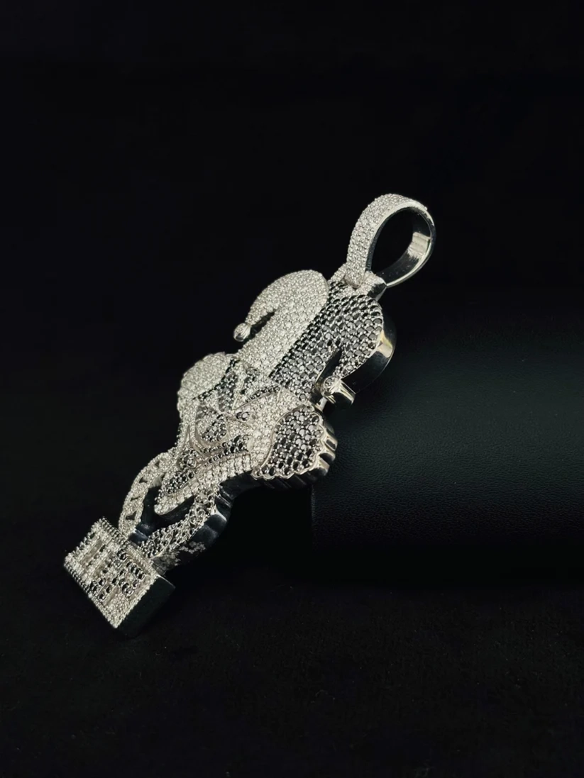 Hip hop style Insane Clown Posse Carnival of Carnage joker charm encrusted with brilliant cut VVS stones