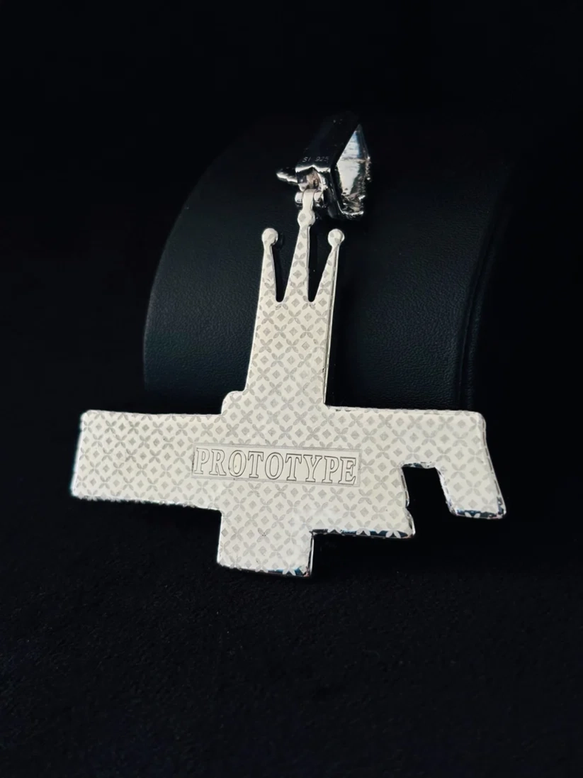 back view Moissanite iced out Psychopathic Rydas crown charm jewelry 