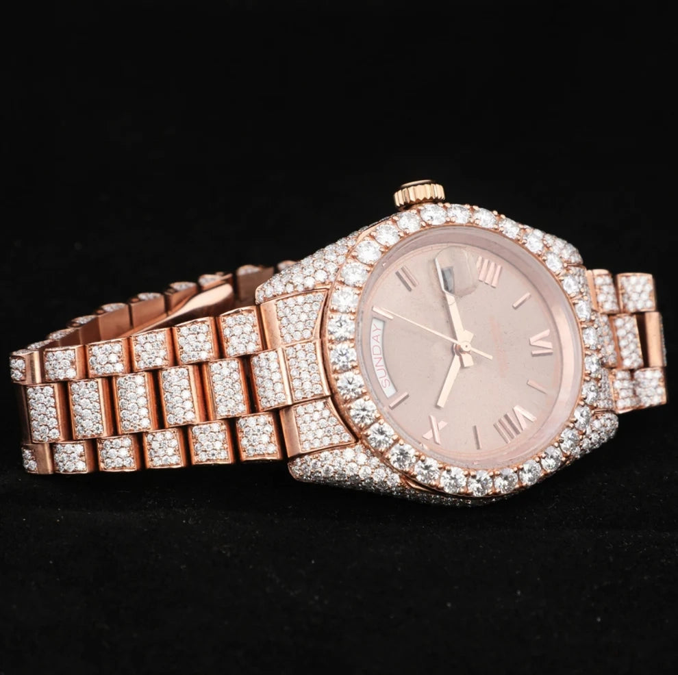 VVS Moissanite Chocolate Dial Hip Hop Iced Out Diamond Watch
