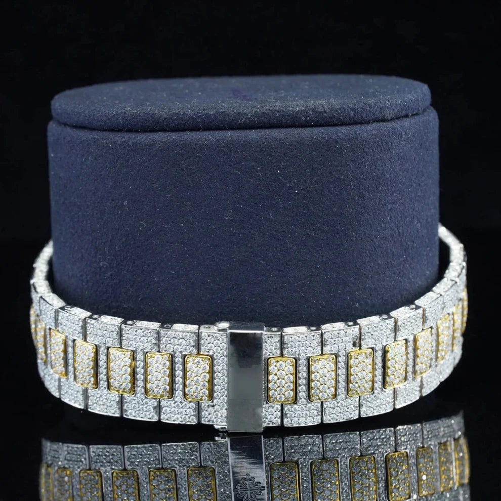 Men's Fully Studded Two Tone Full Diamond Watch For Gift