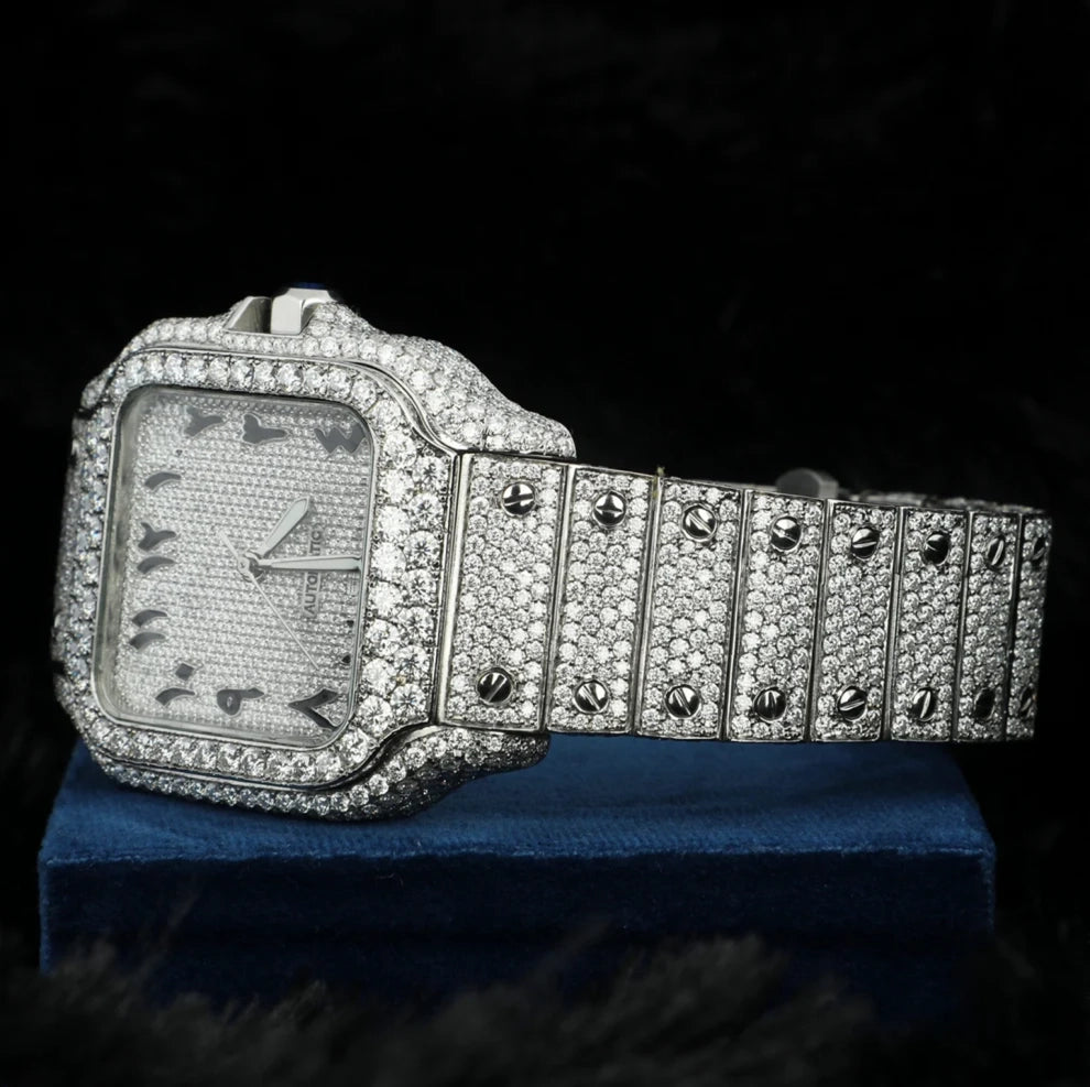 Fully Iced Out VVS Moissanite Diamond Bust Down Watch For Men