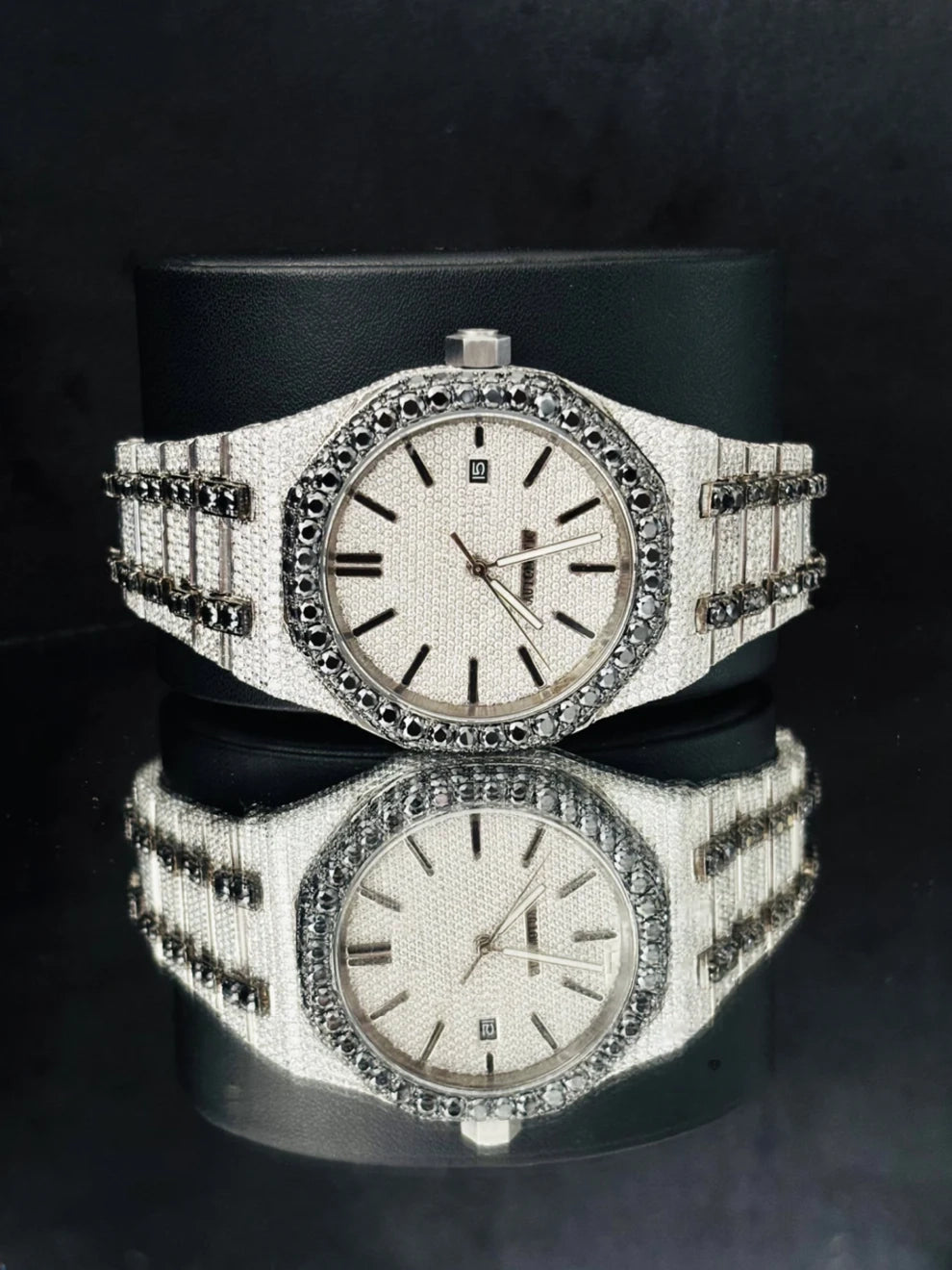 Men Arabic Number Multi Chronograph Moissanite Hip Hop Watch