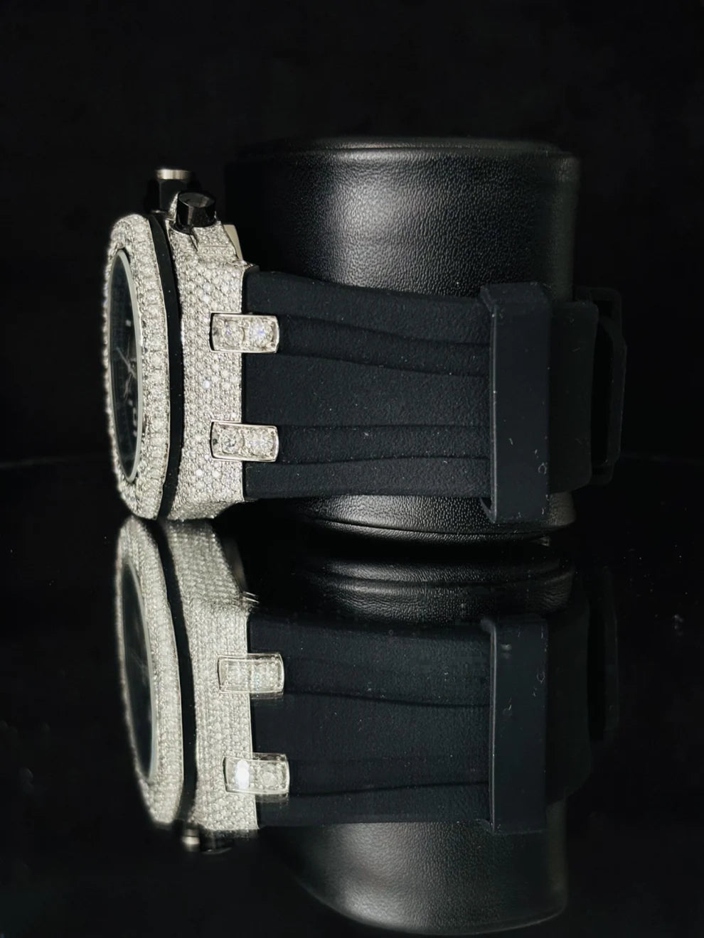 Tapisserie Pattern Chronograph Wrist Moissanite Diamond Watch