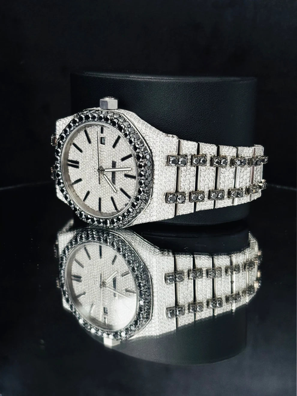 Men Arabic Number Multi Chronograph Moissanite Hip Hop Watch