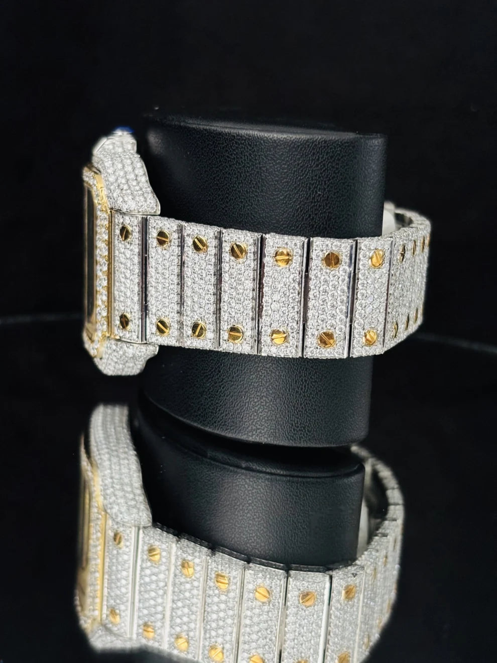Men's VVS Parrot Roman Number Studded Moissanite Diamond Watch