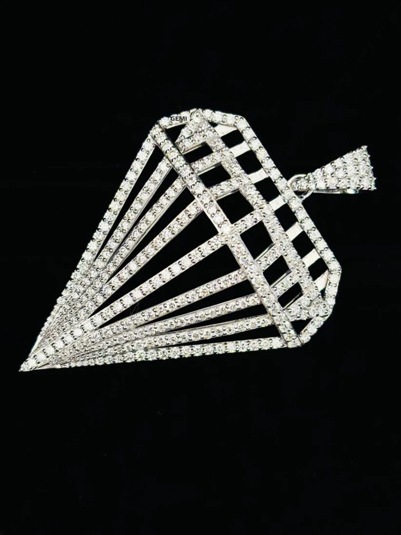 men's hip hop jewelry cage style diamond shape pendant charm