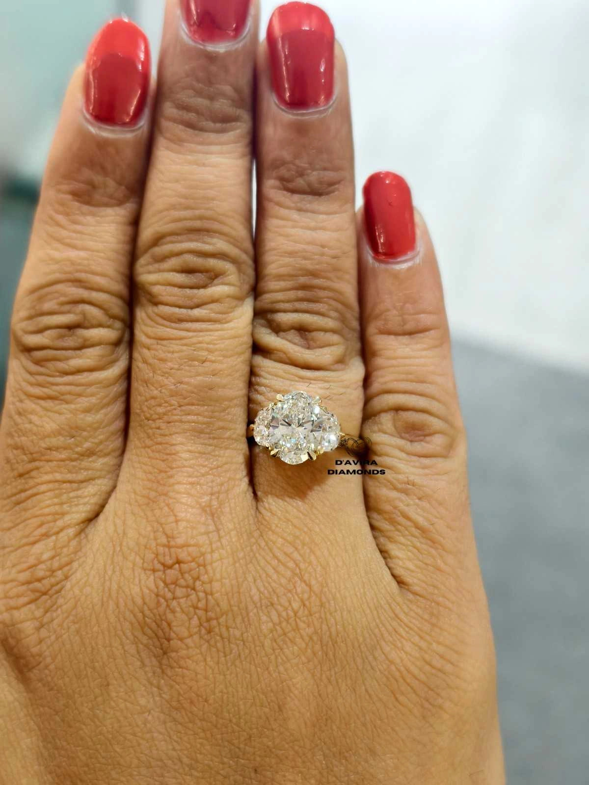 Side View prong set lab grown diamond ring 