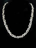 A front view Diamond infinity link chain necklace in silver for men