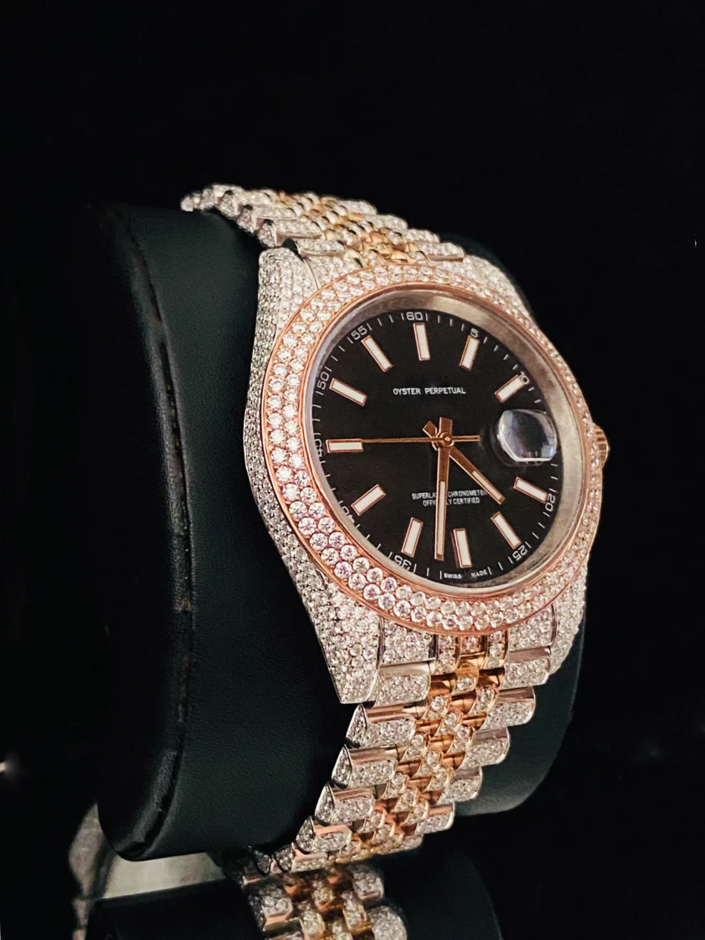 Two Tone Iced Out Jubelie Belt Moissanite Watch For Men