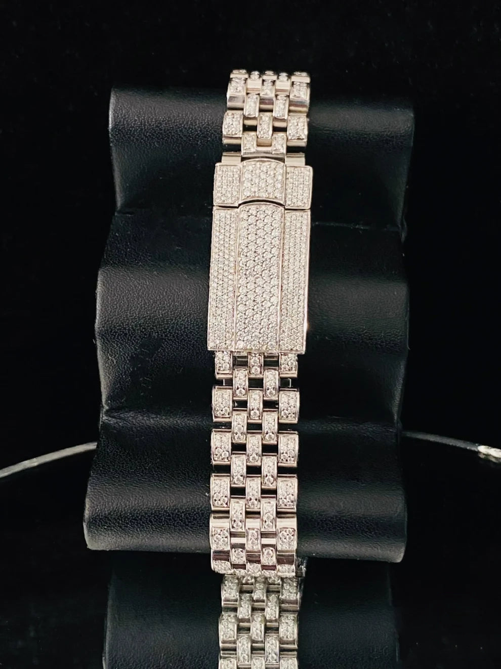 31MM Fully White Iced Out Pink Dial Moissanite Watch For Women