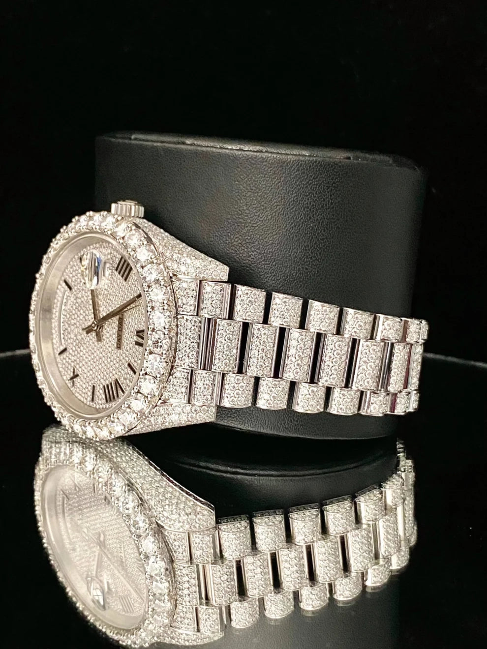 41MM Roman Number Fully Iced Out Moissanite Watch For Men