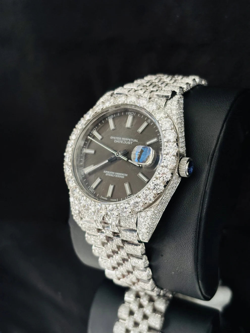 Jubilee Belt White Bar Studded Moissanite Watch for Men