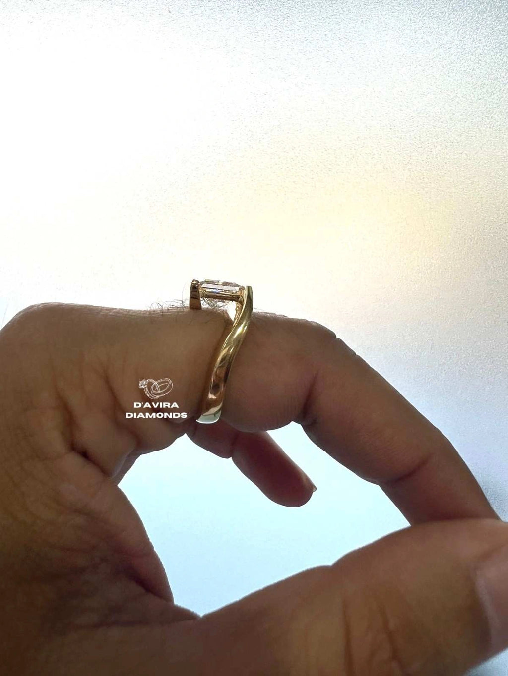 Princess Cut Solitaire Bypass Set Engagement Ring