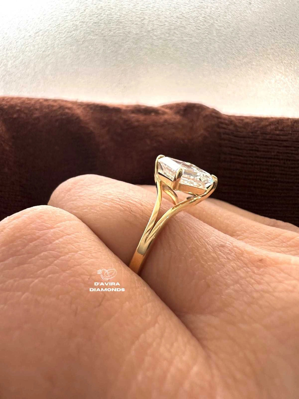 East West Asscher Cut Lab Diamond Engagement Ring