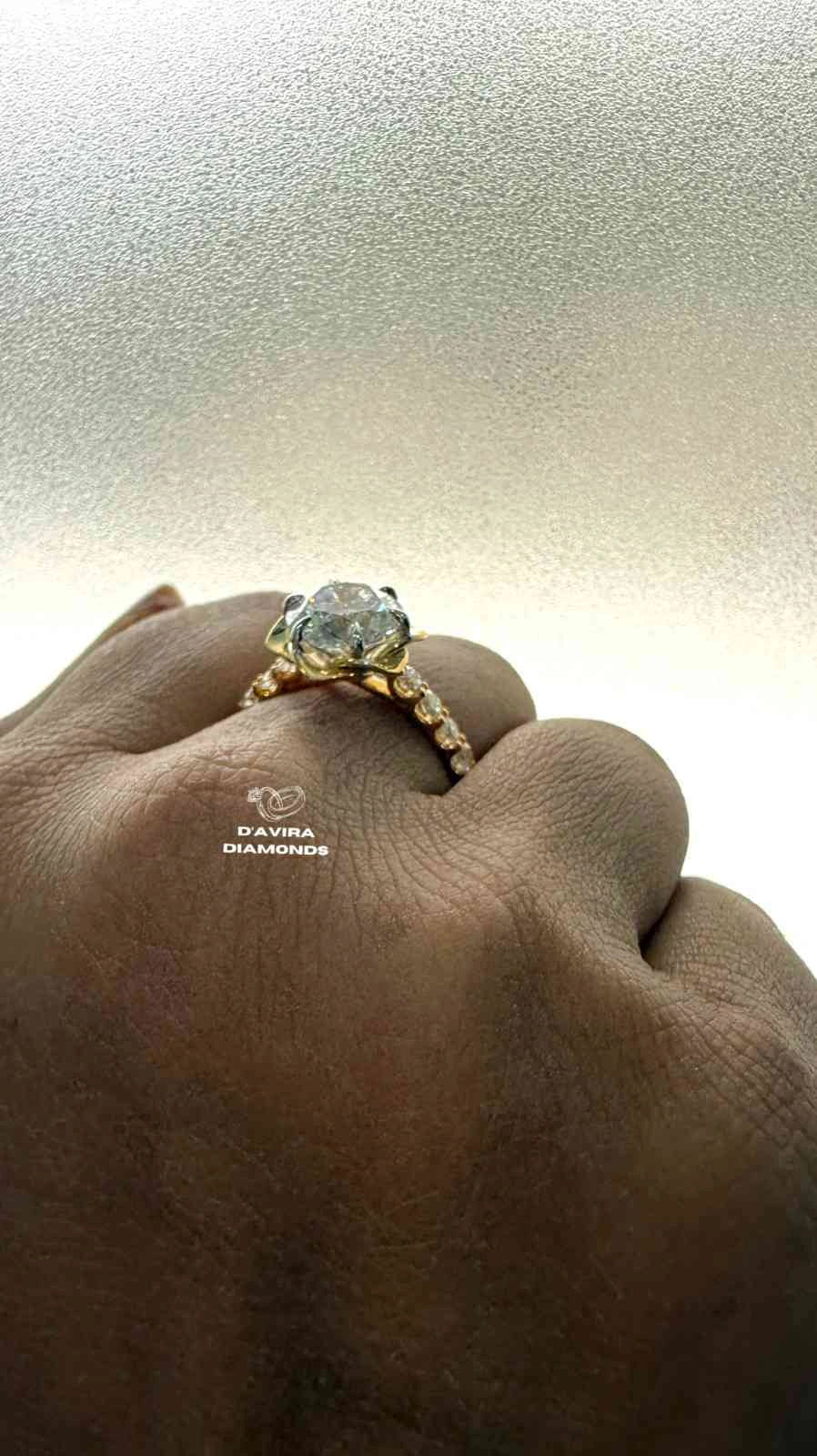 Floral Round Cut Lab Grown Diamond Anniversary Ring