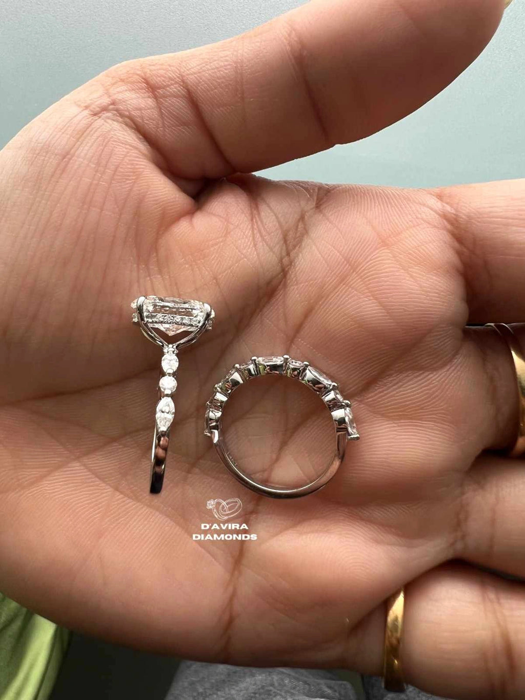Oval Shape Lab Grown Diamond Hidden Halo Bridal Ring