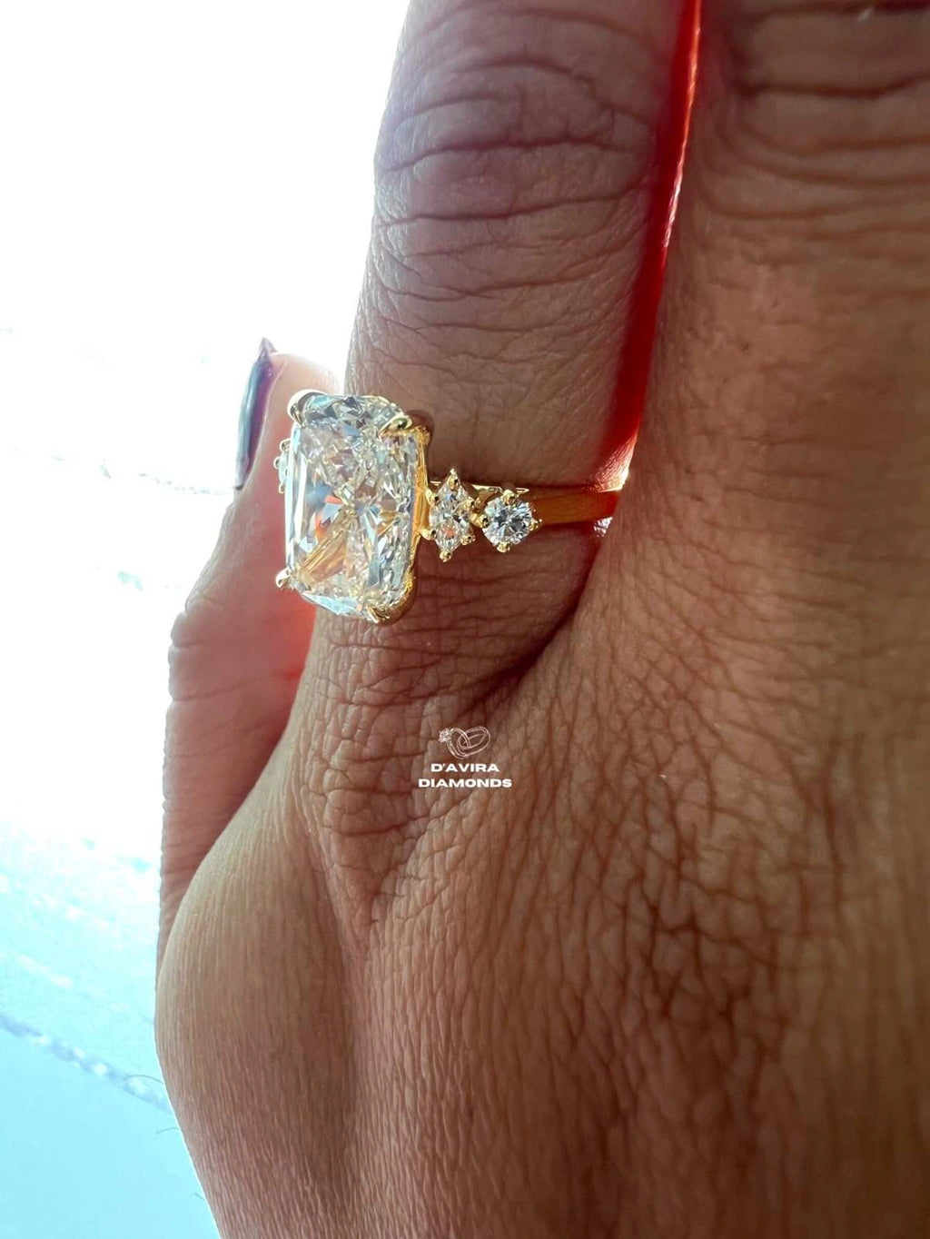 Elongated Cushion Diamond Basket Set Solitaire Ring