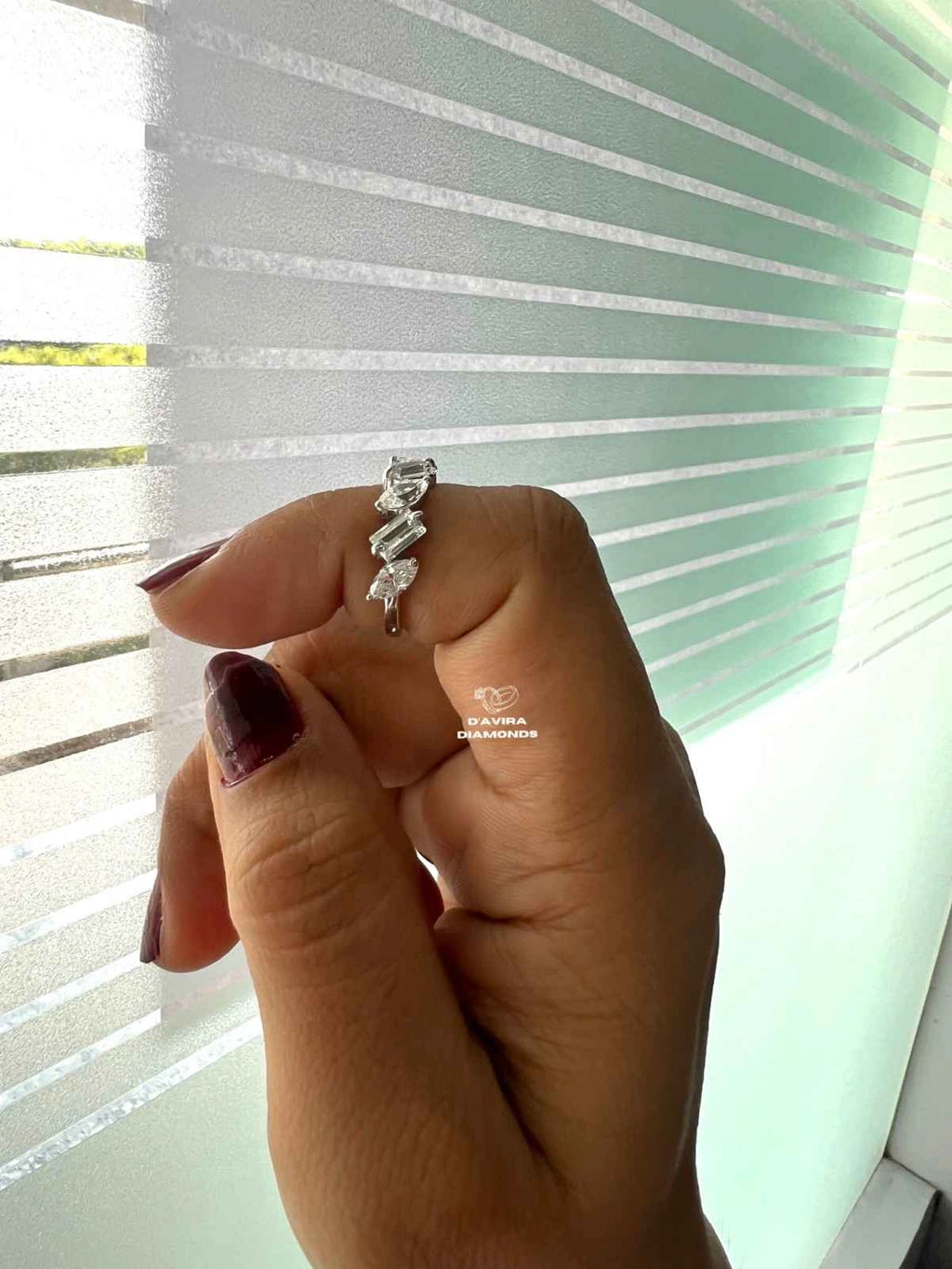 Marquise And Baguette Cut Lab Diamond Half Eternity Band