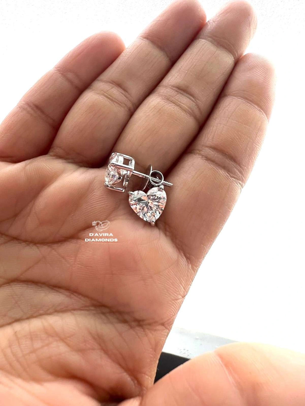 Heart Shaped Lab Diamond Prong Set Stud Earring