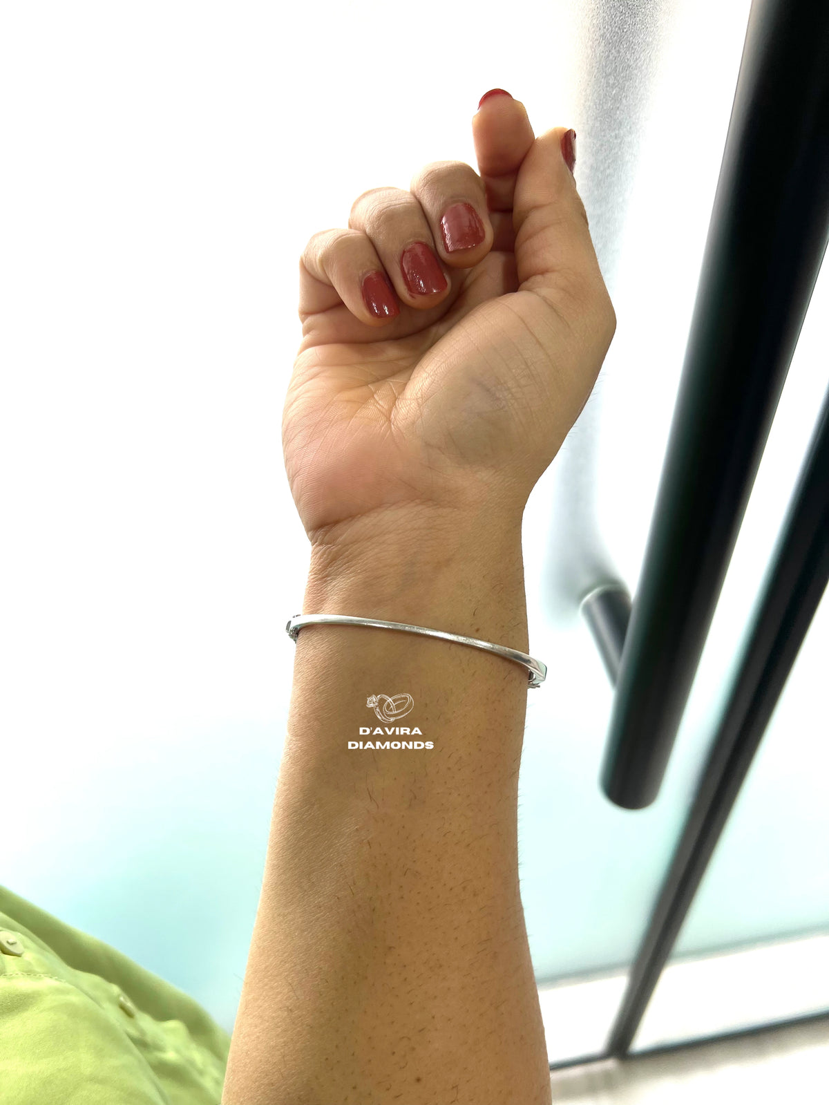 back view of the linear elegance wrist bracelet on hand 