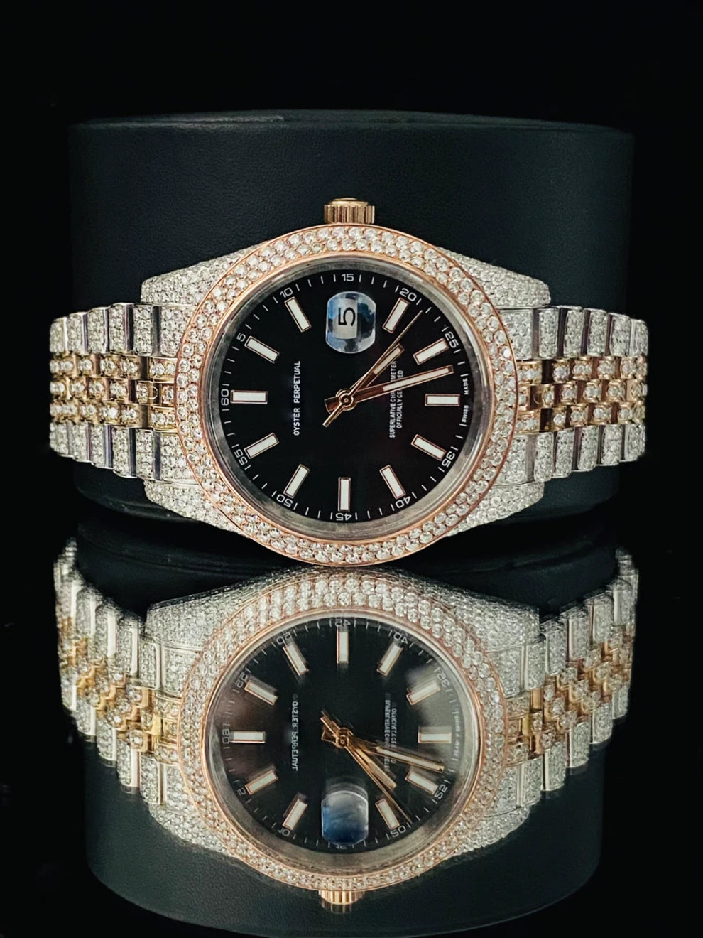 Two Tone Iced Out Jubelie Belt Moissanite Watch For Men