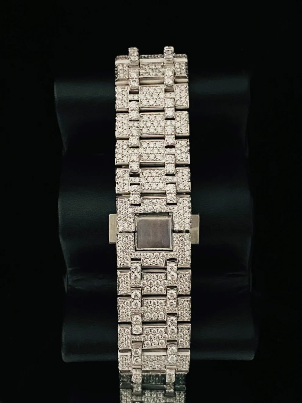 Men 41MM VVS Black Dial Fully Ice Out Moissanite Watch