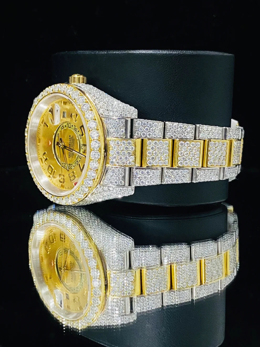 Sky Dweller Dual Tone Bust Down Moissanite Watch