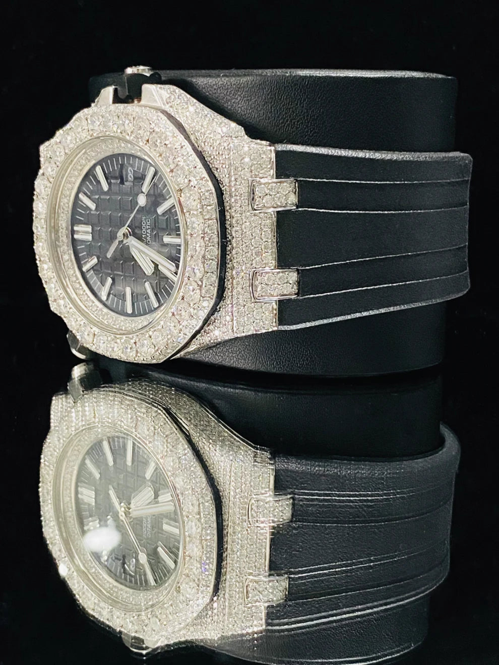Best Luxury Fully Black Dial And Straps Moissanite Watch