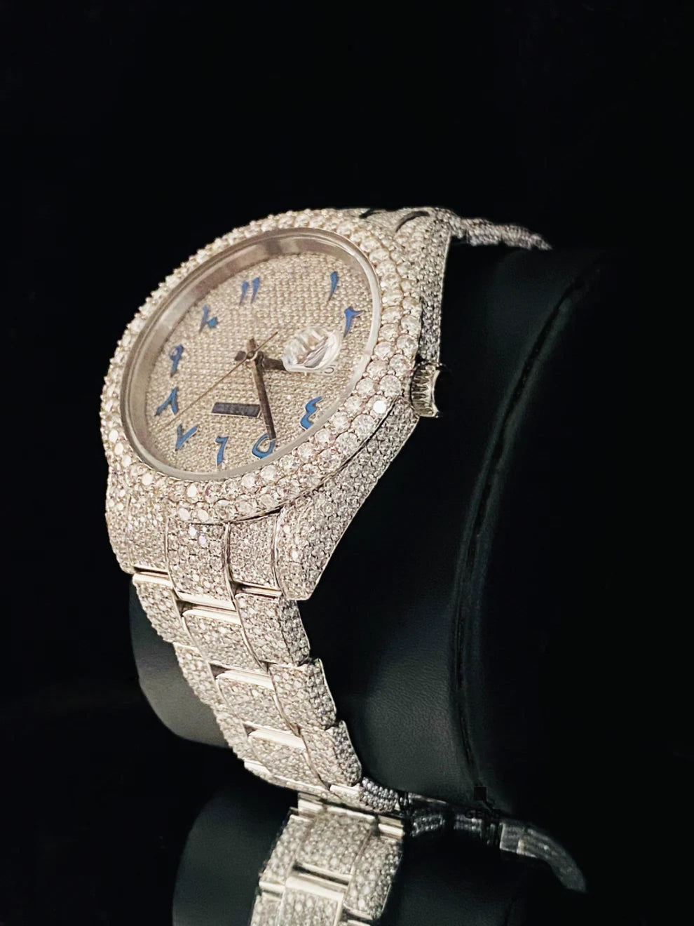 Fully Iced Out Arabic Dial Moissanite Diamond Watch