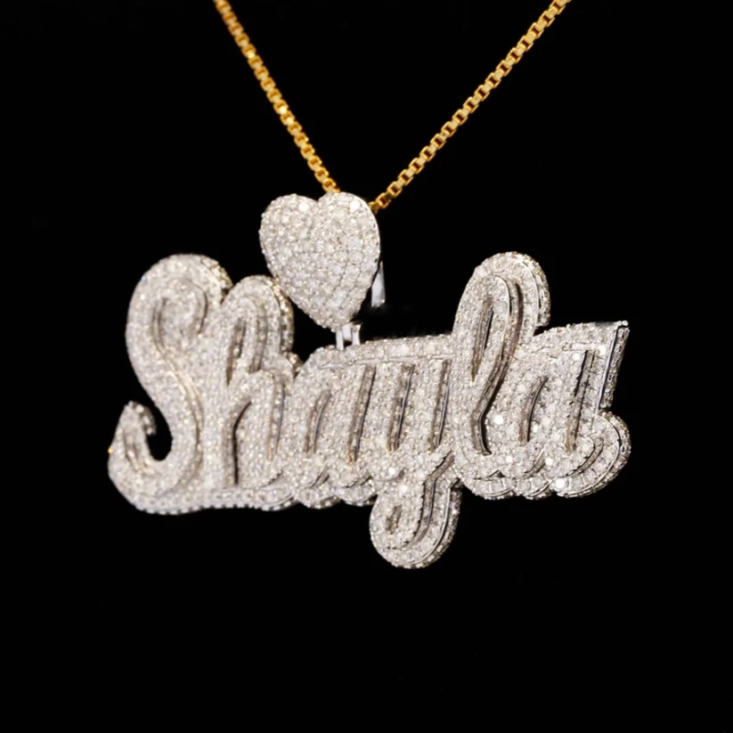 Shayla custom iced out name necklace with heart bale