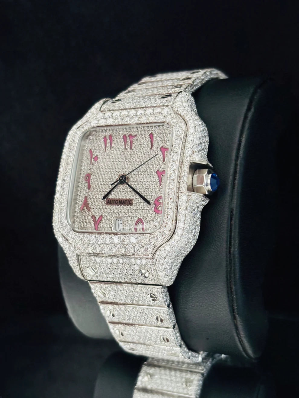41MM Arabic Number Fully Iced Out Moissanite Watch For Men