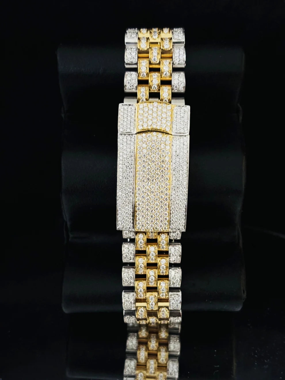 Yellow Gold Plated White Bar Hip Hop Moissanite Rapper Watch