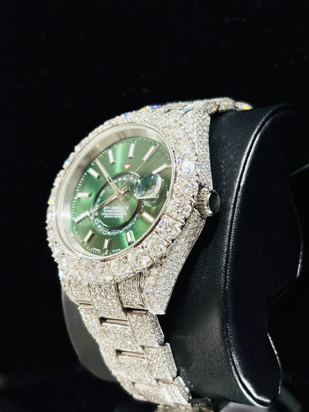 41MM Olive Green Sky Dweller Dial Moissanite Watch