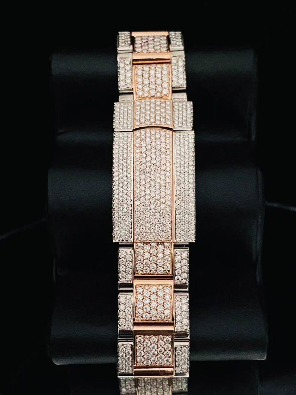 Men's Arabic Number Two Tone Fully Ice Moissanite Watch