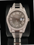 Men Luxury 41MM Gray Gradient Dial Moissanite Watch