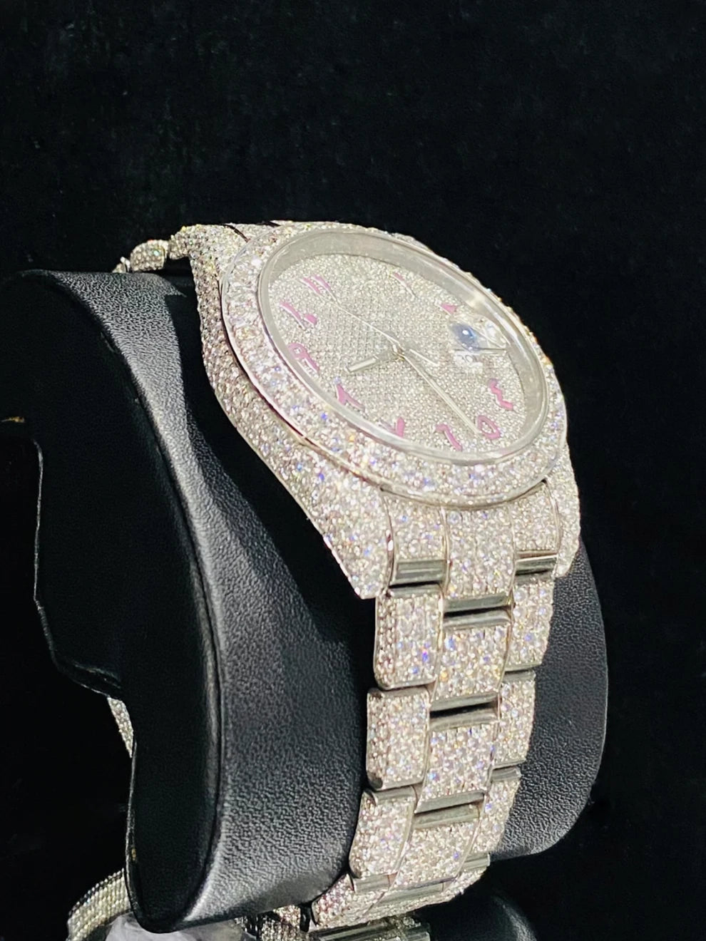Colorful Arabic Number Full Ice Out Moissanite Watch