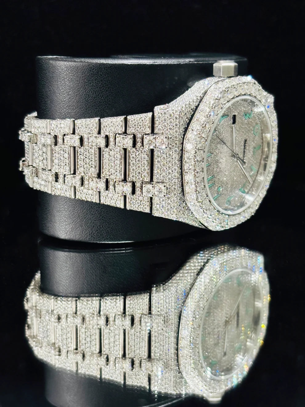 Arabic Dial Fully Iced Out VVS Moissanite Watch For Sale