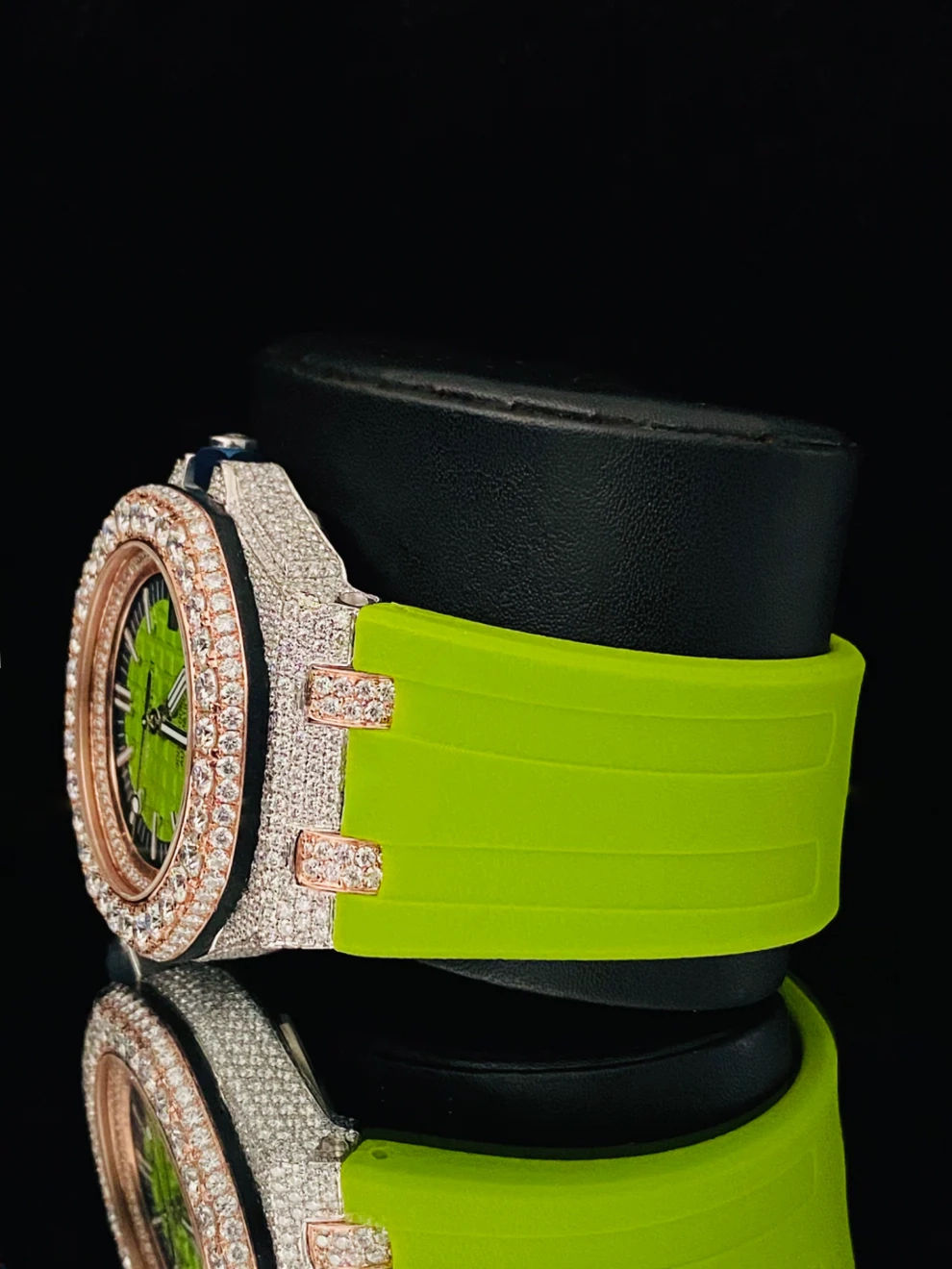 Parote Silicon Belt Round Moissanite VVS Iced Out Watch